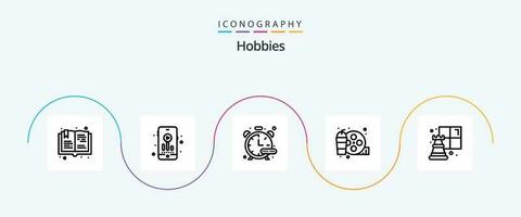 Hobbies Line 5 Icon Pack Including hobby. chess. hobbies. hobby. drink vector