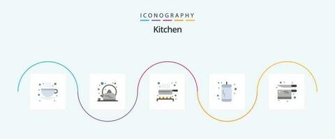 cocina plano 5 5 icono paquete incluso utensilio. cocinando. alimento. tomate. salsa de tomate salsa vector