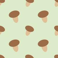 Autumn seamless pattern, mushrooms on a green background, vector. vector