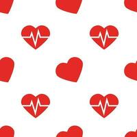 Heart and heart with cardiogram, seamless pattern, vector. vector