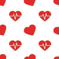 Heart and heart with cardiogram, seamless pattern, vector. vector