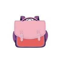 School bag flat color illustration vector isolated on white background. Item for back to school concept. Backpack.