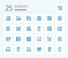 City Elements 25 Blue Color icon pack including office. building. city. store. restaurant vector