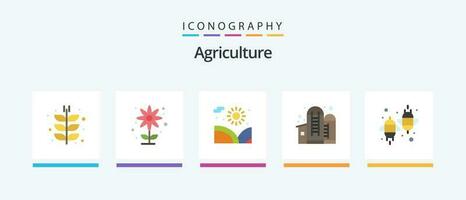 Agriculture Flat 5 Icon Pack Including agriculture. grain. garden. container. water. Creative Icons Design vector
