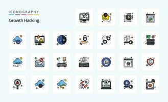 25 Hacking Line Filled Style icon pack vector