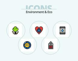 Environment And Eco Line Filled Icon Pack 5 Icon Design. summer. forest. tree. environment. heart vector