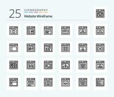 Website Wireframe 25 Line icon pack including performance. website. application. web. page vector