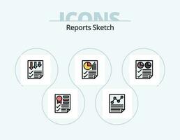 Reports Sketch Line Filled Icon Pack 5 Icon Design. report. page. report. data. paper vector