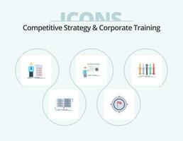 Competitive Strategy And Corporate Training Flat Icon Pack 5 Icon Design. report. meeting. focus. graph. meeting vector