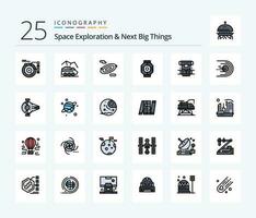 Space Exploration And Next Big Things 25 Line Filled icon pack including pod. component. surface. capsule. space vector