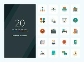 20 iconos de color plano de negocios modernos para presentación vector