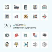 20 Data Science And Cyber Security Line Filled Color icon Pack like api scince scalabel share data vector