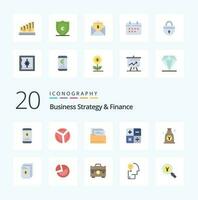 20 Business Strategy And Finance Flat Color icon Pack like japanese yen analytics math calculate vector