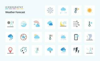 25 Weather Flat color icon pack vector