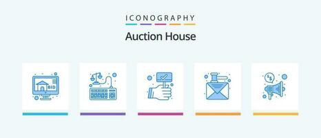 Auction Blue 5 Icon Pack Including speaker. announce. bid. law. auction. Creative Icons Design vector