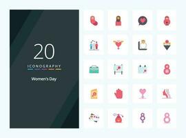 20 icono de color plano del día de la mujer para la presentación vector