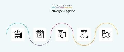 entrega y logístico línea 5 5 icono paquete incluso logística. entrega. planificación. envío. realimentación vector