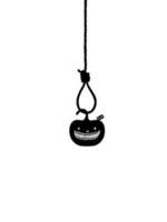 Scary Bloody Pumpkin with Razor Blade hanging on gallows for sign, symbol and Halloween art illustration. Vector Illustration