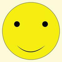 A simple smiling face, yellow and black circular face, suitable for social media posts and signs and tags and banners, suitable for icon and symbol and kids birthday cards, minimal drawing style vector