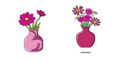 Flowers icons set isolated vector illustration