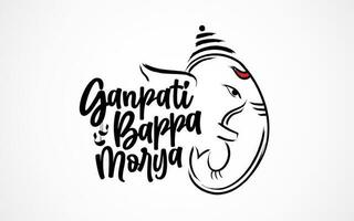 Ganapati Bappa Morya Ganesh Chaturthi Greeting Typography Design Vector Illustration