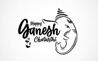 Happy Ganesh Chaturthi Typography Design Vector Illustration