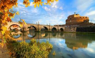 Italian bridge of Saint Angelo in autumn photo