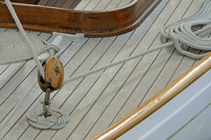 Close up of Wooden Boat Deck photo
