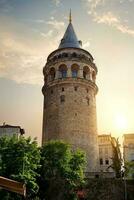 Galata Tower at sunset photo