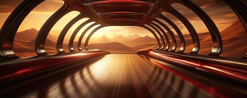 Futuristic tunnel, 3d rendering photo