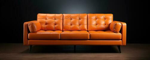 Modern orange leather sofa photo