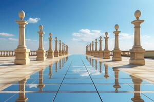 walkway with  blue sky. Illustration photo