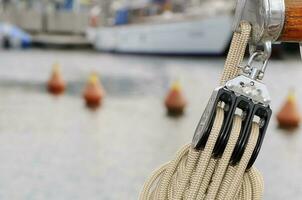 Pulley and Rigging on Sailboat photo