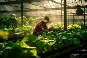 person working in the greenhouse photo