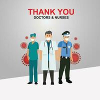 Thank you doctors and nurses. Medical personnel team for fighting the coronavirus. vector illustration.