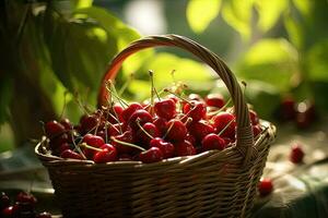 Basket full of cherries photo