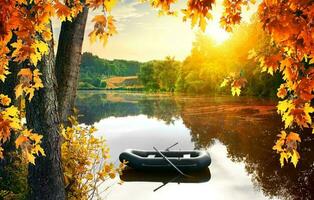 Boat in the pond photo