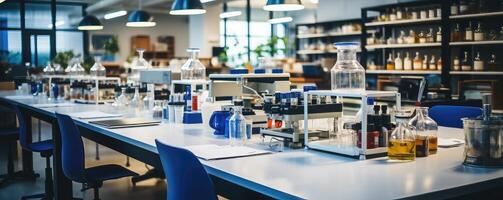 Chemical laboratory. Science research and development concept photo