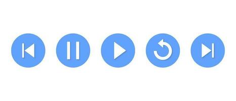 Play, replay, pause, previous, and next track icon vector. Elements for video player app vector