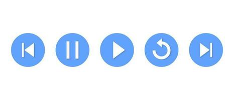 Play, replay, pause, previous, and next track icon vector. Elements for video player app vector