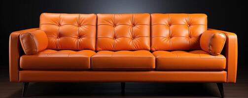 Modern orange leather sofa photo