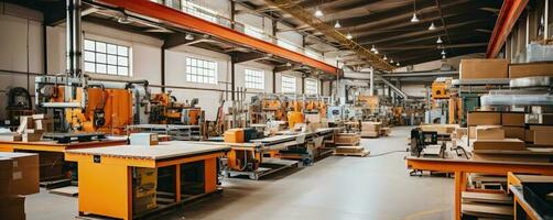 Warehouse interior, industrial background photo