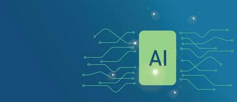 AI blue banner vector