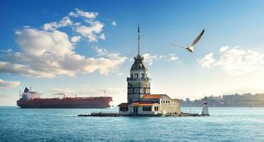 Maiden Tower in Istanbul at day photo