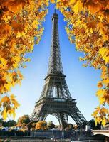 eiffel torre y naturaleza en otoño foto