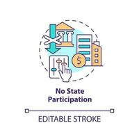 No state participation concept icon. Country control free. Private sector feature abstract idea thin line illustration. Isolated outline drawing. Editable stroke vector