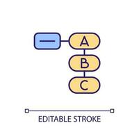 Algorithm of task solving RGB color icon. File branch structure. Data hierarchy visualization. Information catalogue. Isolated vector illustration. Simple filled line drawing. Editable stroke