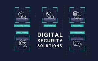 Digital security solutions infographic chart design template. Information safety. Editable infochart with icons. Instructional graphics with step sequence. Visual data presentation vector