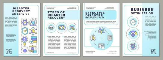 Disaster recovery as service blue brochure template. Leaflet design with linear icons. Editable 4 vector layouts for presentation, annual reports