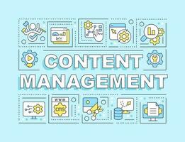 Content management word concepts light blue banner. Social media. Infographics with editable icons on color background. Isolated typography. Vector illustration with text